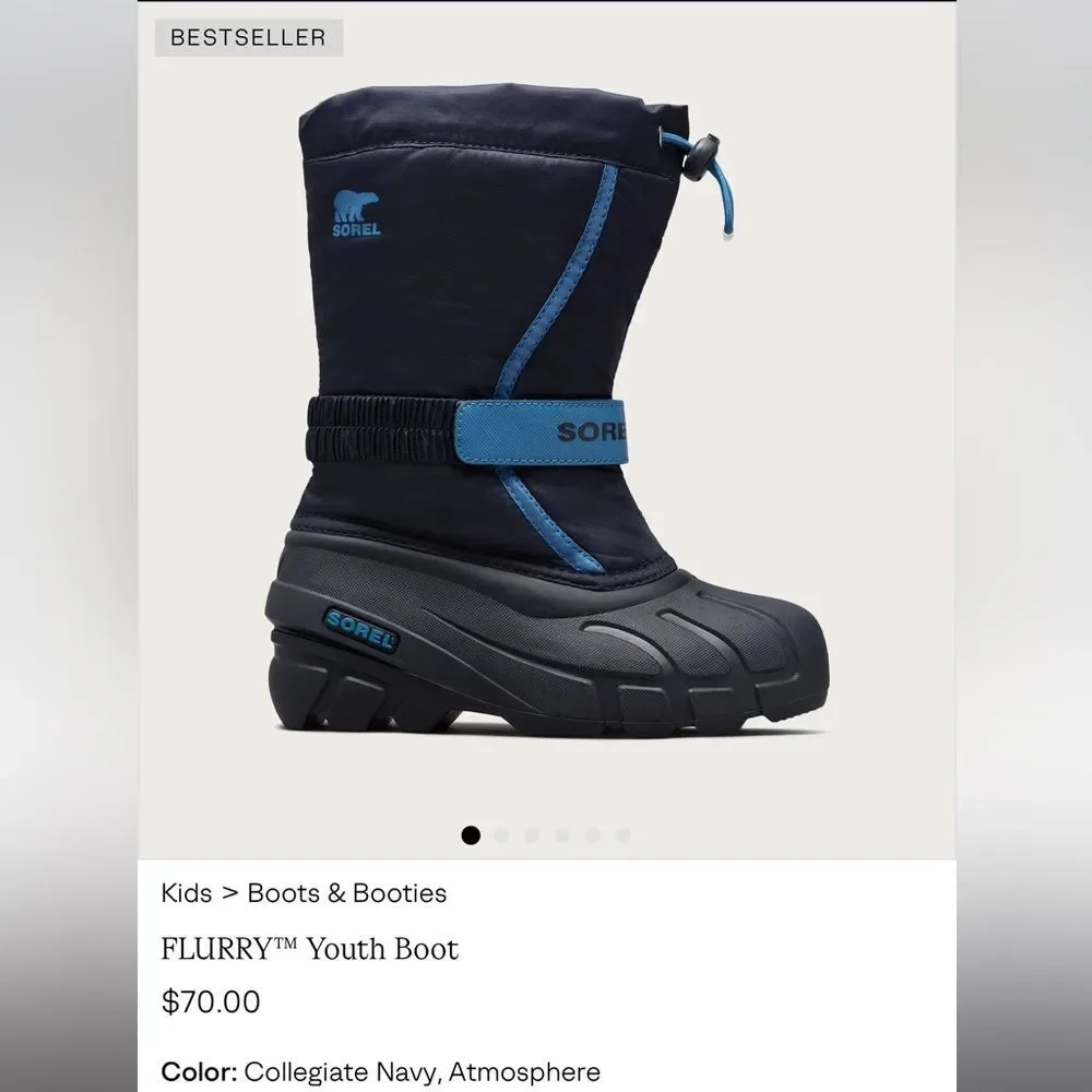 Sorel Navy Blue Winter Snow Boots Size 6 Big Kid